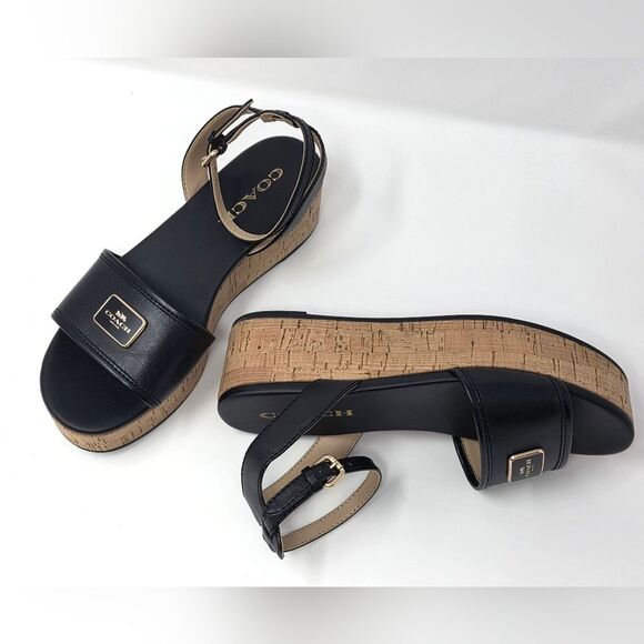 Coach Tullie Leather Platform Strap Sandal Black Women's Size 6.5 CR884 - Picture 16 of 16